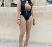 Load image into Gallery viewer, Stretch Denim + Ribbed Sweater Knit Set