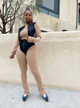 Load image into Gallery viewer, Stretch Denim + Ribbed Sweater Knit Set